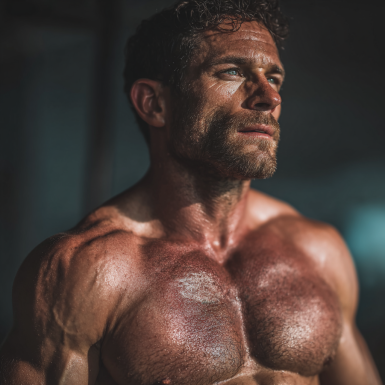 Чоловік середнього віку виконує функціональні вправи